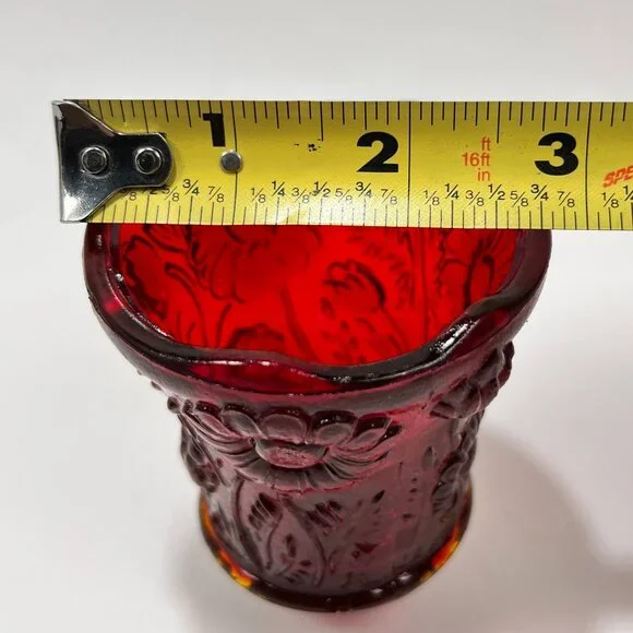 Vtg Homco Daisy Floral Red Glass Peg Votive Candle Holder Home Interiors Glows - Picture 15 of 15